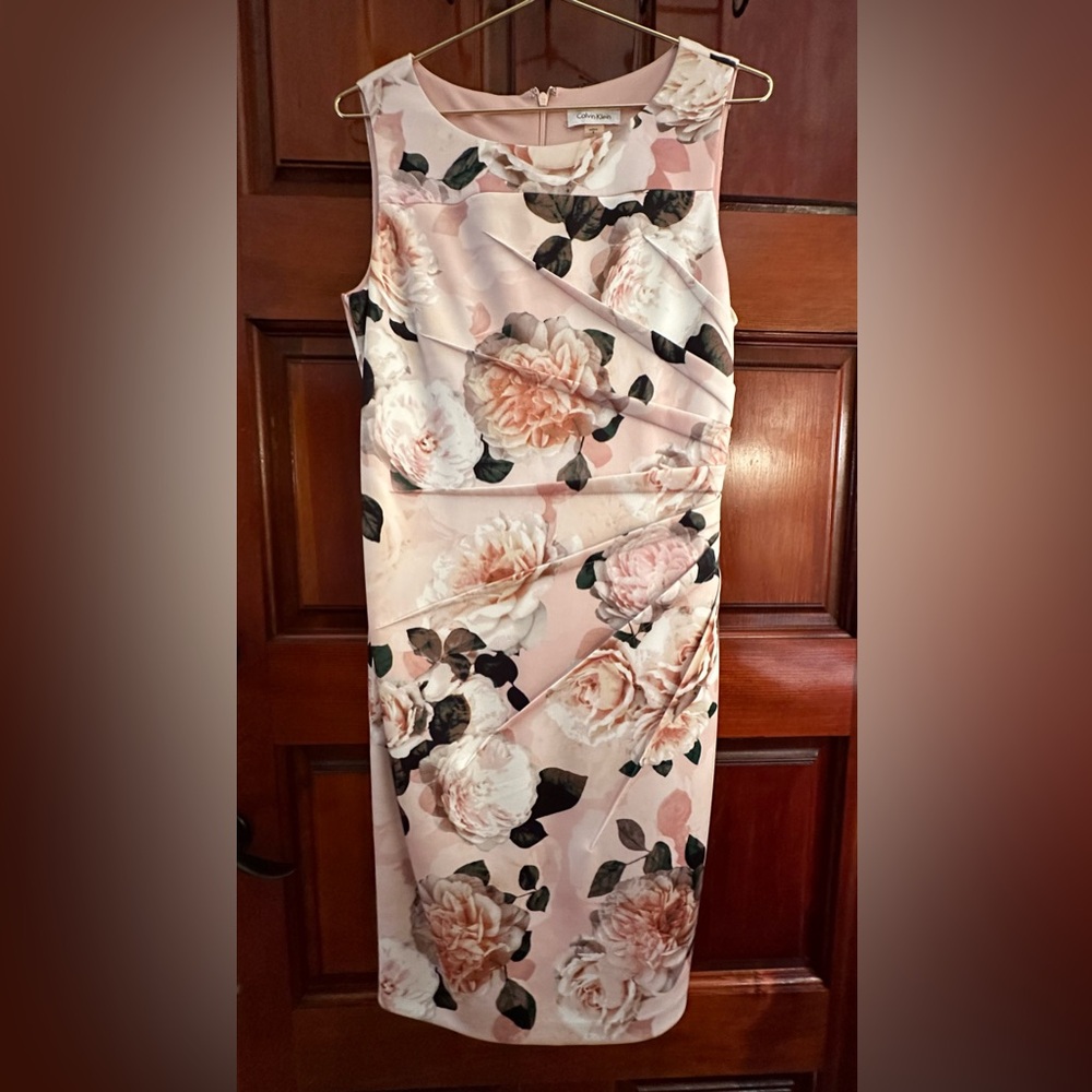 Calvin Klein Blush Pink Floral Sheath Dress